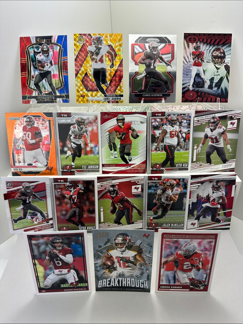 Chris Godwin + Emeka Egbuka Rookie Bucs lot of 17 w/ Mayfield/Vita Vea/Irving